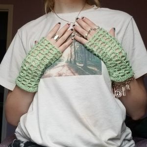 Lime Green Fingerless Gloves